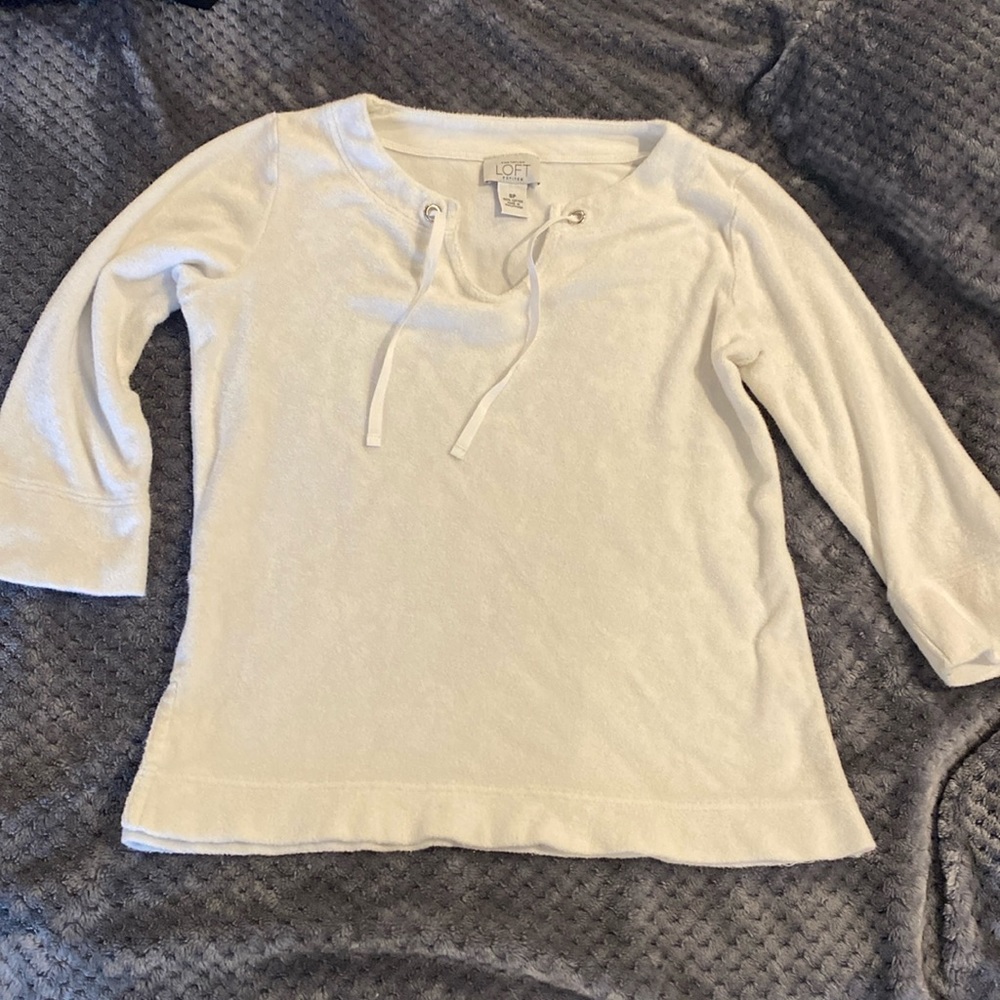 PC Ann Taylor Loft white Terri Cloth top szS